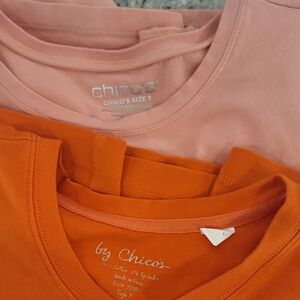 Chico's Vibrant Orange and Soft Coral Tees Size 3